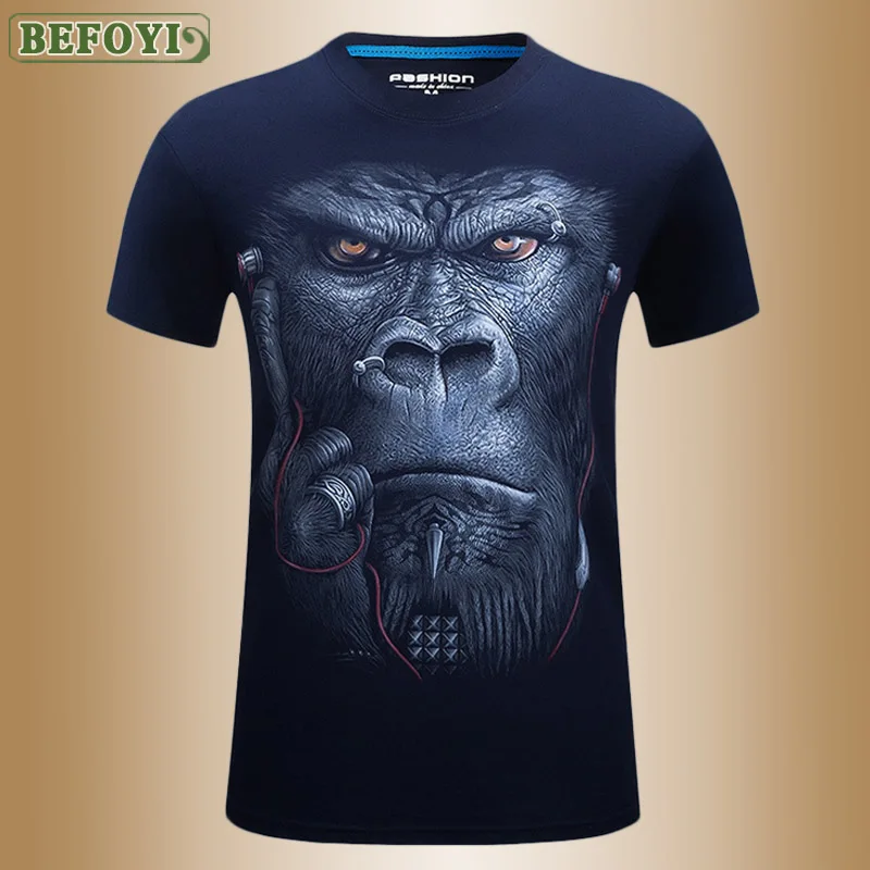 Мужская одежда новинка 2020 крутая футболка с 3D принтом обезьяны в стиле Харадзюку