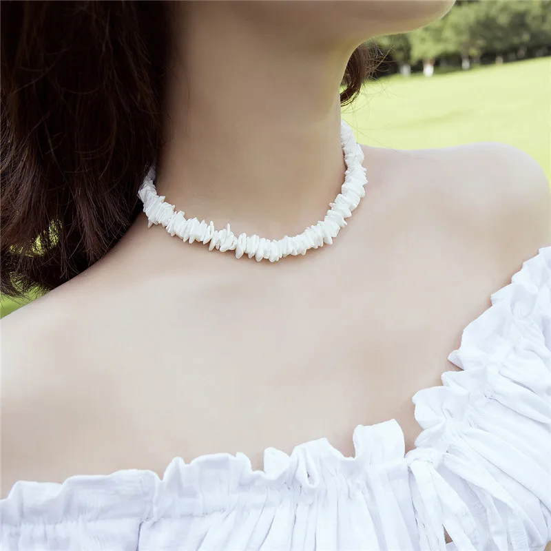 Богемный гравий в морском стиле белый цвет шикарное Ретро креативное ожерелье из