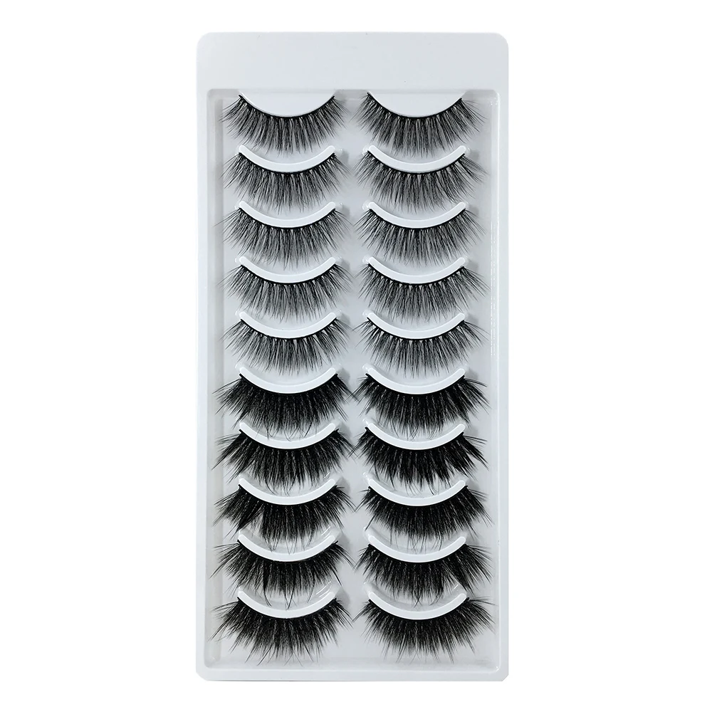 SD10 LADYLUNA 1/10Pair Handmade Mixed Wispy Fluffy Natural Thick Long 5D Mink Real Hair False Eyelashes Extension Beauty Makeup Kit - Цвет: SD10
