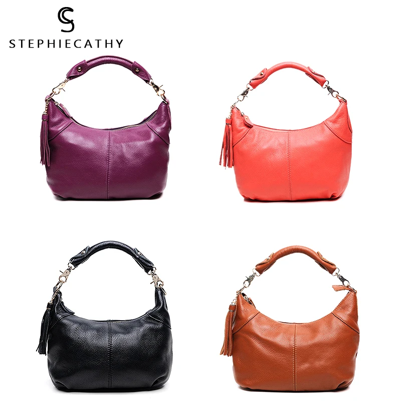 SC брендовая сумка хобо из натуральной кожи для женщин модная с кисточками