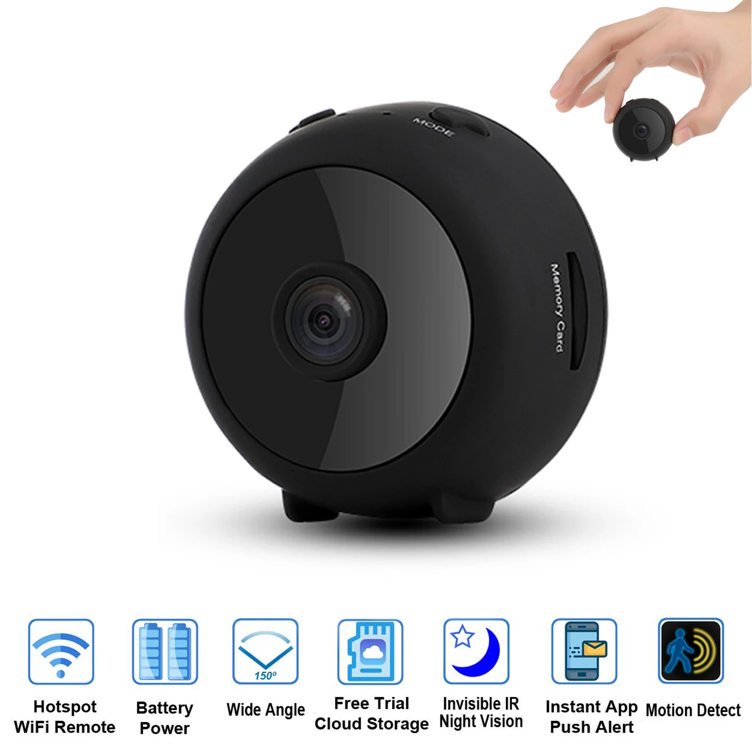HD 1080P микро видео камера WiFi Домашняя безопасность P2P Дистанционное управление