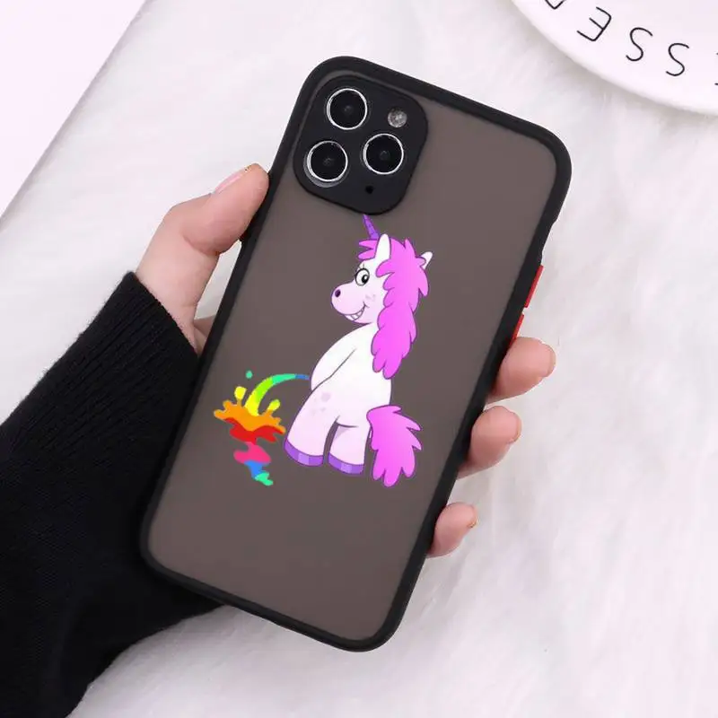 

Cute Cold Funny Unicorn Horse Phone Case Matte Transparent For iPhone 12 Mini 11 Pro XR XS Max 7 8 Plus