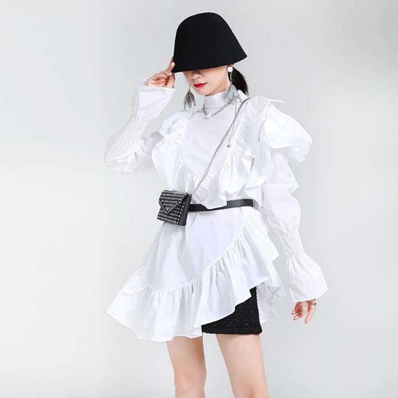 

Cultiseed Women Irregular Ruffles Dress Female Vintage Cute Flare Sleeve Party Dress Ladies Personality Solid Color Mini Dresses