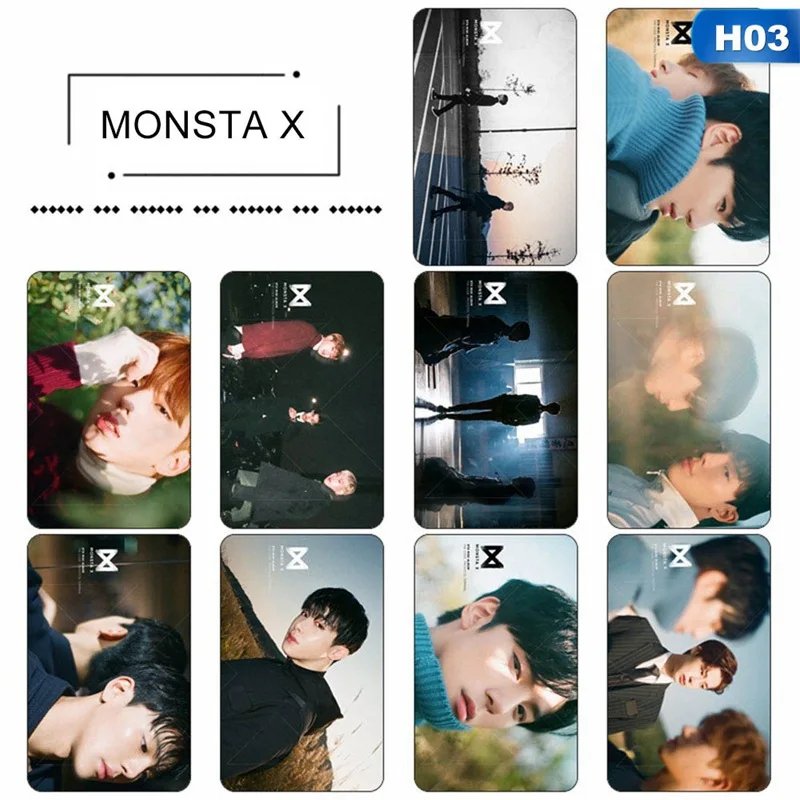 10 шт./компл. MONSTA X Мини 6-й альбом липкие фото карты Новая мода карты с кристаллами наклейки - Цвет: H03