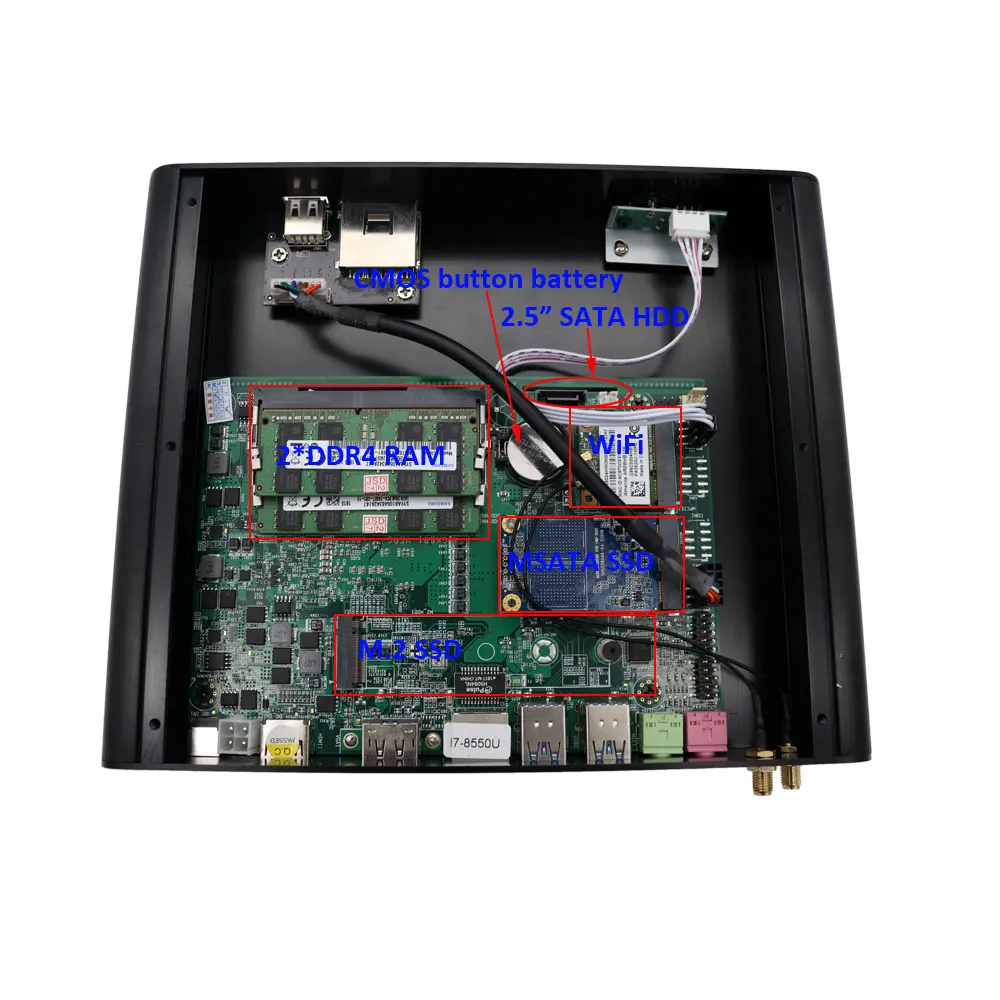 Мини ПК без вентилятора Eglobal Core i7 7500U 2 * DDR4 32 ГБ настольный компьютер Win10 для игр DP