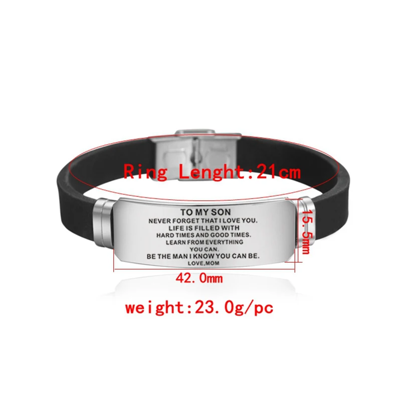 FIMAODZ To My Son Bracelet Be The Man I Know You Can Love Stainless Steel Silicone Wristband Father Mom Boys | Украшения и