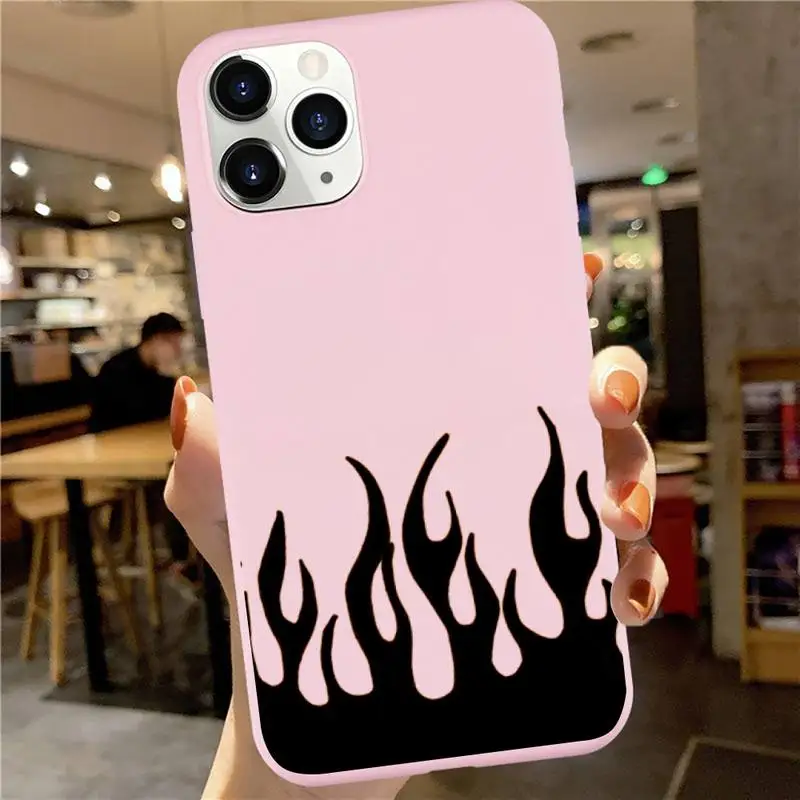 

flame Purple fire Phone Case Candy Color for iPhone 6 7 8 11 12 s mini pro X XS XR MAX Plus