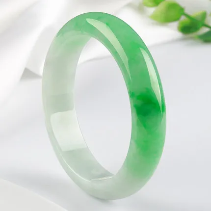 

zheru jewelry natural Burmese jade light green 54mm-64mm two-color bracelet elegant princess bracelet send mother to girlfriend