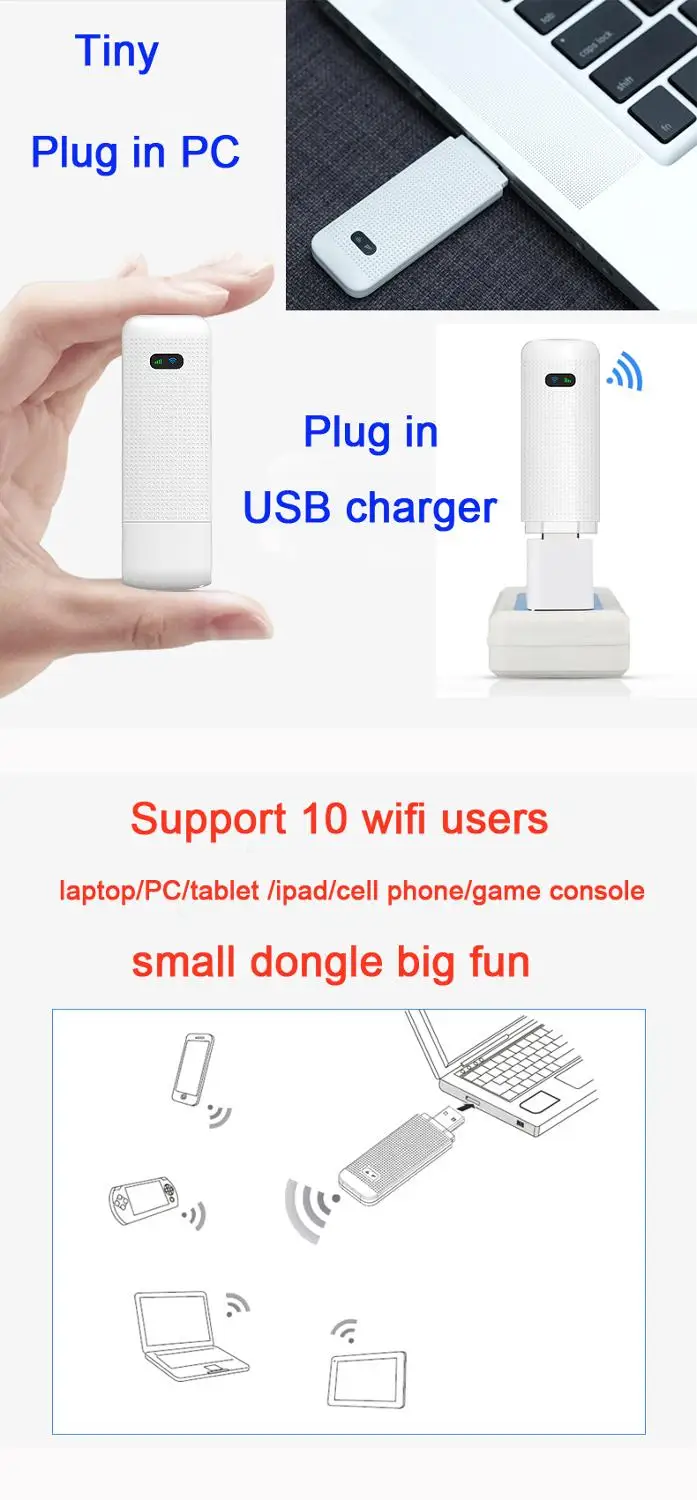LDW922 3G/4G WiFi роутер мобильный портативный беспроводной LTE USB-модем dongle nano SIM-карта