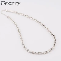 foxanry 925 stamp necklace couples accessories hip hop vintage simple u type geometric chain thai silver party jewelry