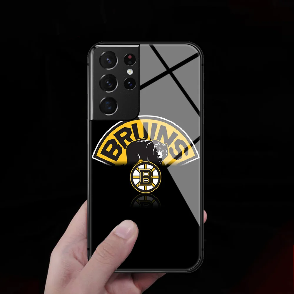 

Ice Hockey Boston Team Tempered Glass Phone Case Cover For Samsung Galaxy S Note 8 9 10 20 21 E FE Plus Uitra Prime Tpu Painting