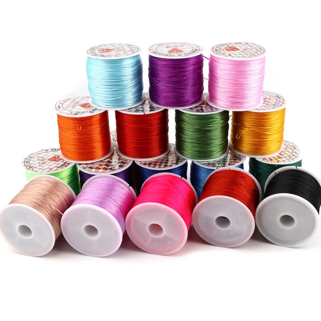 

0.8mm Multicolor Spandex Fabric Jewelry Cord Rope Elastic Chains DIY Making Necklace Bracelets Jewelry, 2Rolls (Approx 50M/Roll)