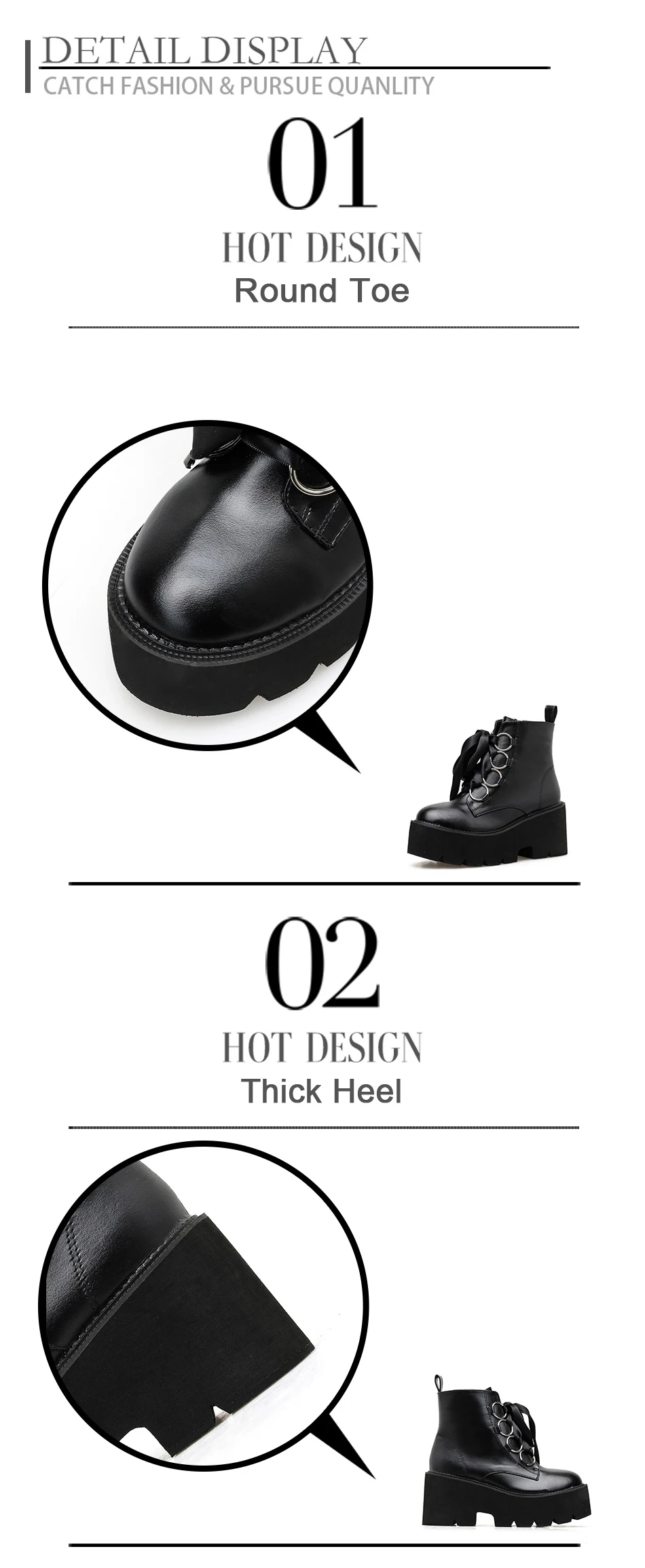 Gdgydh Autumn New Women Ankle Boots Round Toe Lace-up Platform Short Boots Female PU Soft Leather Black Boots Drop Shipping