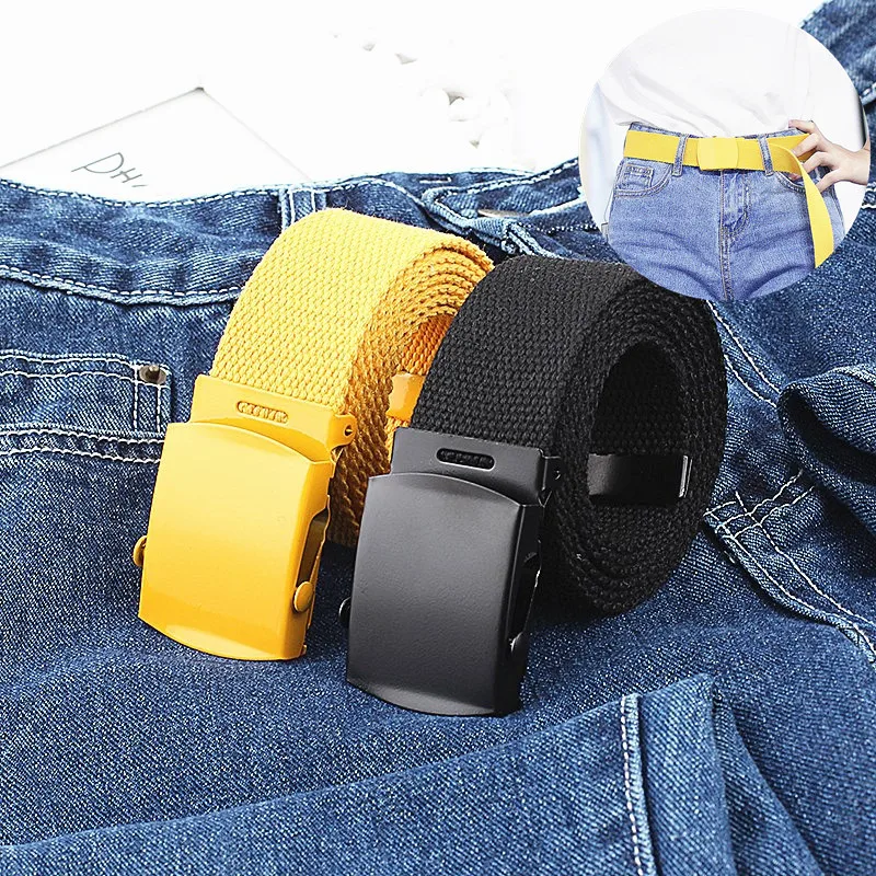 

1PC Fashion Women Nylon Belt Buckle Canvas Belt Thicken Long Cloth Belts Knitted Waistband Women Strap Belt