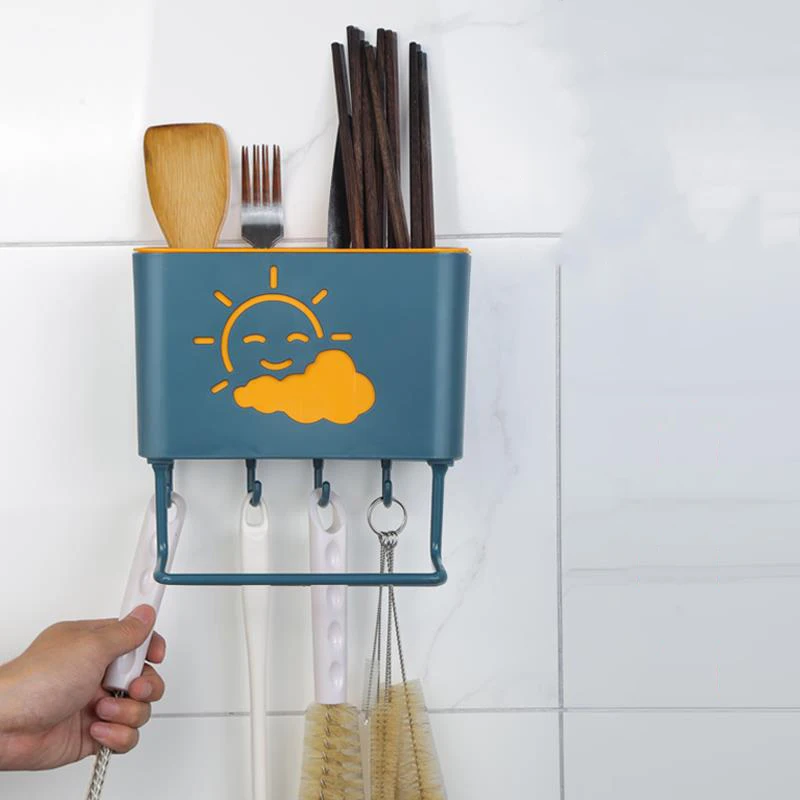 

Multifunctional Drain Chopstick Holder Chopsticks Utensil Holder Drying Rack Basket Wall-Mounted for Kitchen XH8Z