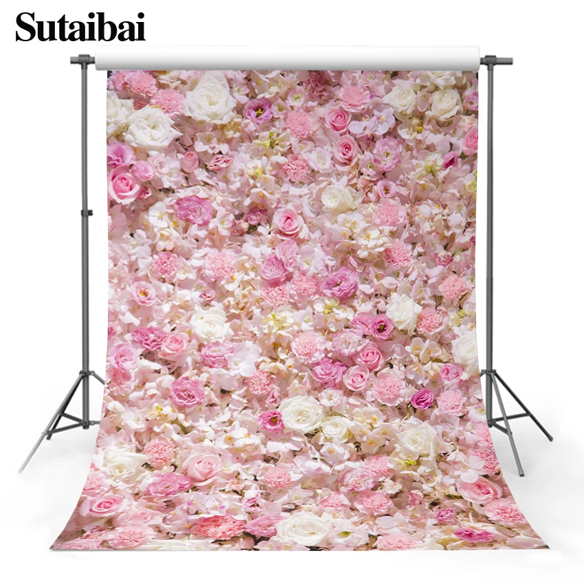 Valentine's Day Flowers Photo Backdrops Vinyl Cloth Background for Wedding Lovers Portrait Children Photoshoot Photography Props