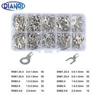 320pcsbox 10 in 1 terminals non insulated ring fork u type brass terminals assortment kit cable wire connector crimp spade