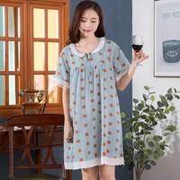 summer cute women nightgowns o neck ladies dresses princess lace collar sleepwear floral home dress comfortable nightdress