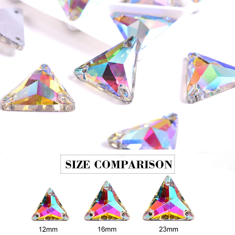 Трехугольный белый камень стекло стразы для шитья лучшие стеклянные с плоским