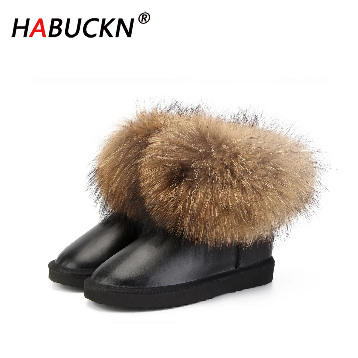 

HABUCKN/Новинка; Модные зимние ботинки на толстом натуральном лисьем меху; Женские ботинки из 100% натуральной кожи; Водонепроницаемые зимние те...