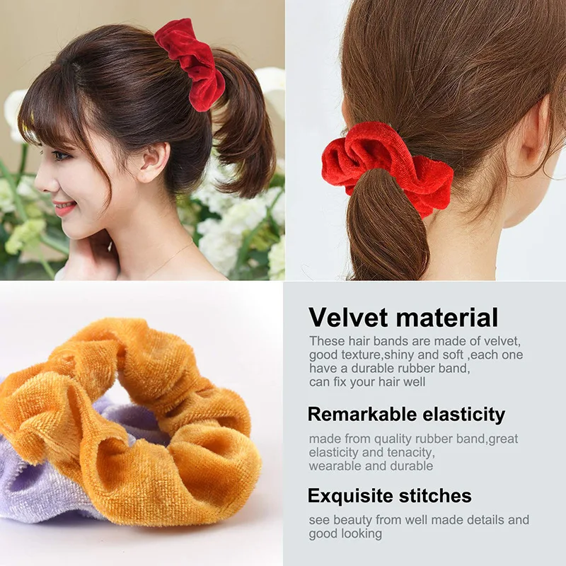 Solid Velvet Elastic Hair Bands Women Accessories Ladies Tie Scrunchies Ponytail Female Girl Holder Rope |