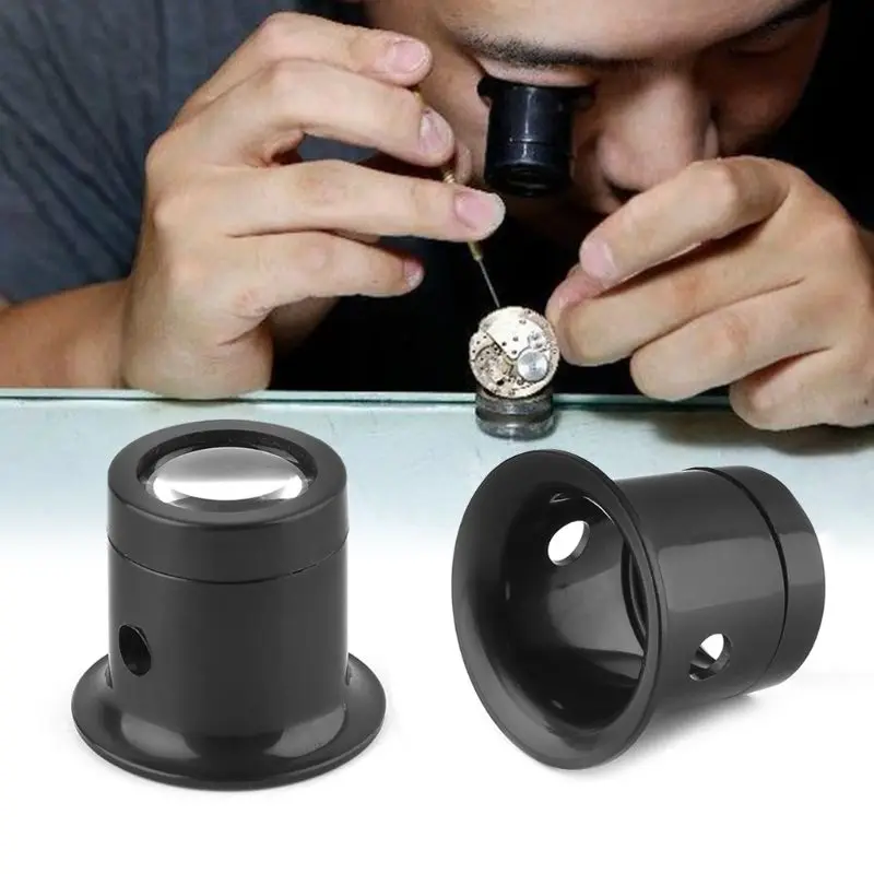 

10X Monocular Glass Magnifier Watch Jewelry Repair Tools Loupe Lens Black