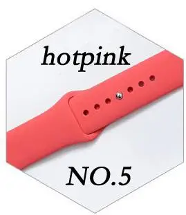 Силиконовый спортивный ремешок для iWatch 5, 40 мм, 44 мм, цветной мягкий браслет, ремешок для Apple Watch, 42 мм, 38 мм, 1, 2, 3, 4, аксессуары - Цвет ремешка: hot pink