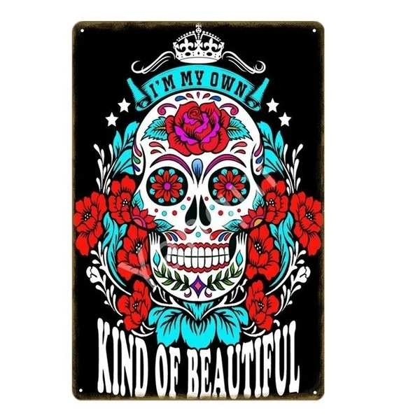 

Mexican Culture Decor Day Of The Dead Vintage Plaque Sugar Skull Metal Poster Iron Painting Wall Sticker Retro Tin Signs YI-172