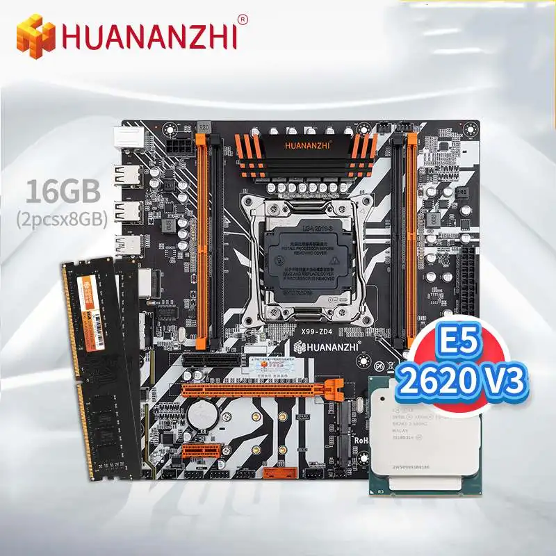 Bestellen HUANANZHI X99 ZD4 Motherboard Mit Intel XEON E5 2620 V3 Mit 2*8G DDR4 NON-ECC Speicher Combo Kit Set NVME SATA USB 3,0