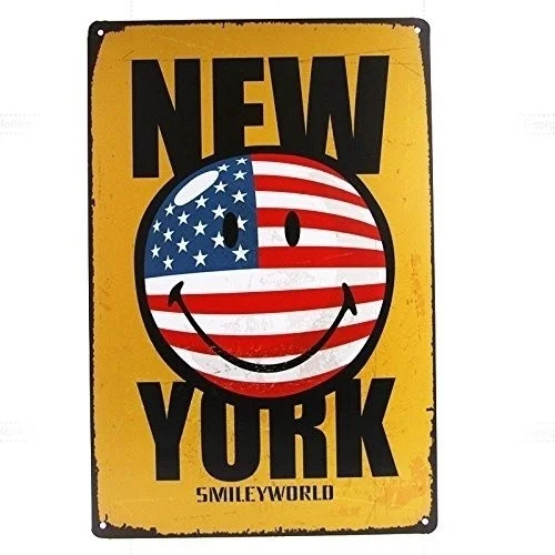 

Tin Sign New York Smiley Face Poster Metal Sign Decoration Home Bedroom Living Room Club Club Go To Wall Sign Hotel Cafe Plaque