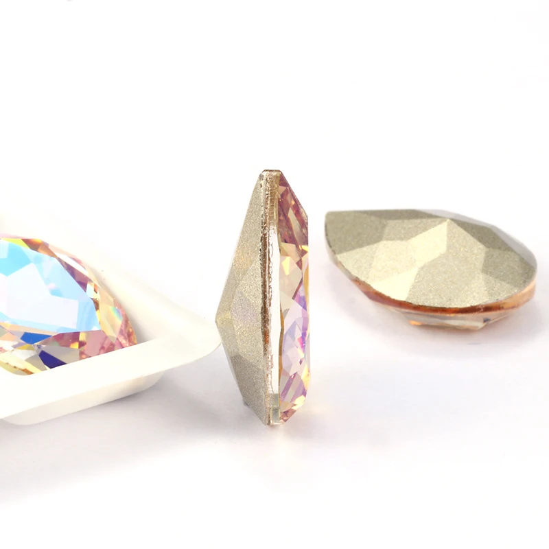 Блестящие красочные каплевидные Стразы K9 Glass стеклянные стразы с заостренным