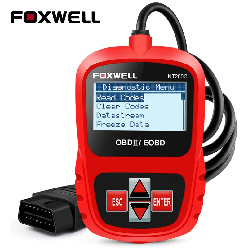 FOXWELL NT200C OBD2 OBDII Автомобильный сканер считыватель кодов двигателя Датчик
