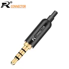 Алюминиевый 4-полюсный позолоченный адаптер для наушников 3,5 мм, 10 шт., для самостоятельной сборки стереогарнитуры, наушников или используется для ремонта наушников