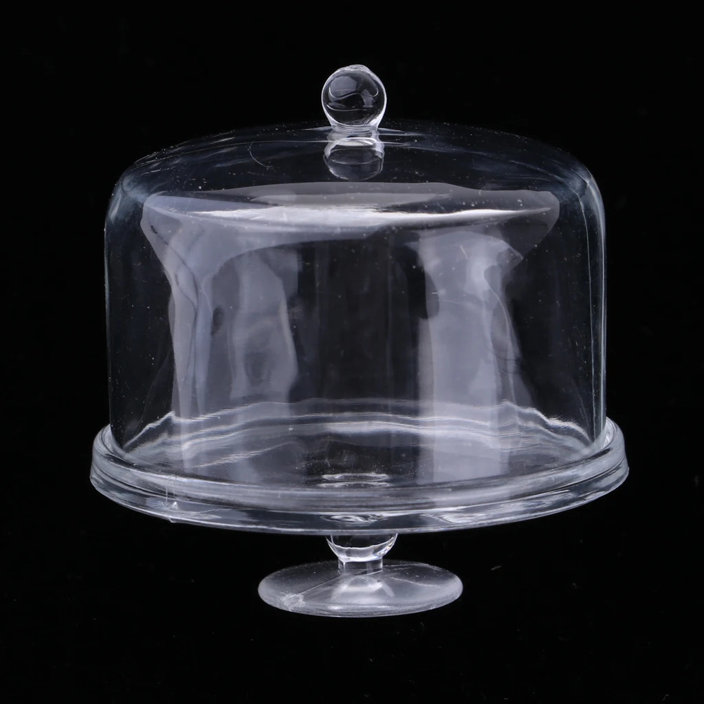 

1/12 Mini Dollhouse Acrylic Cake Plate Stand Fruit Snacks Tray W/ Lid #1