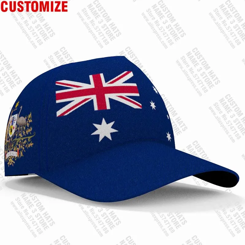 Australia Baseball Caps Free Custom Made Name Number Team Logo Australian Hats Aus Travel Au Nation Flags Cap Navy Blue Headgear |