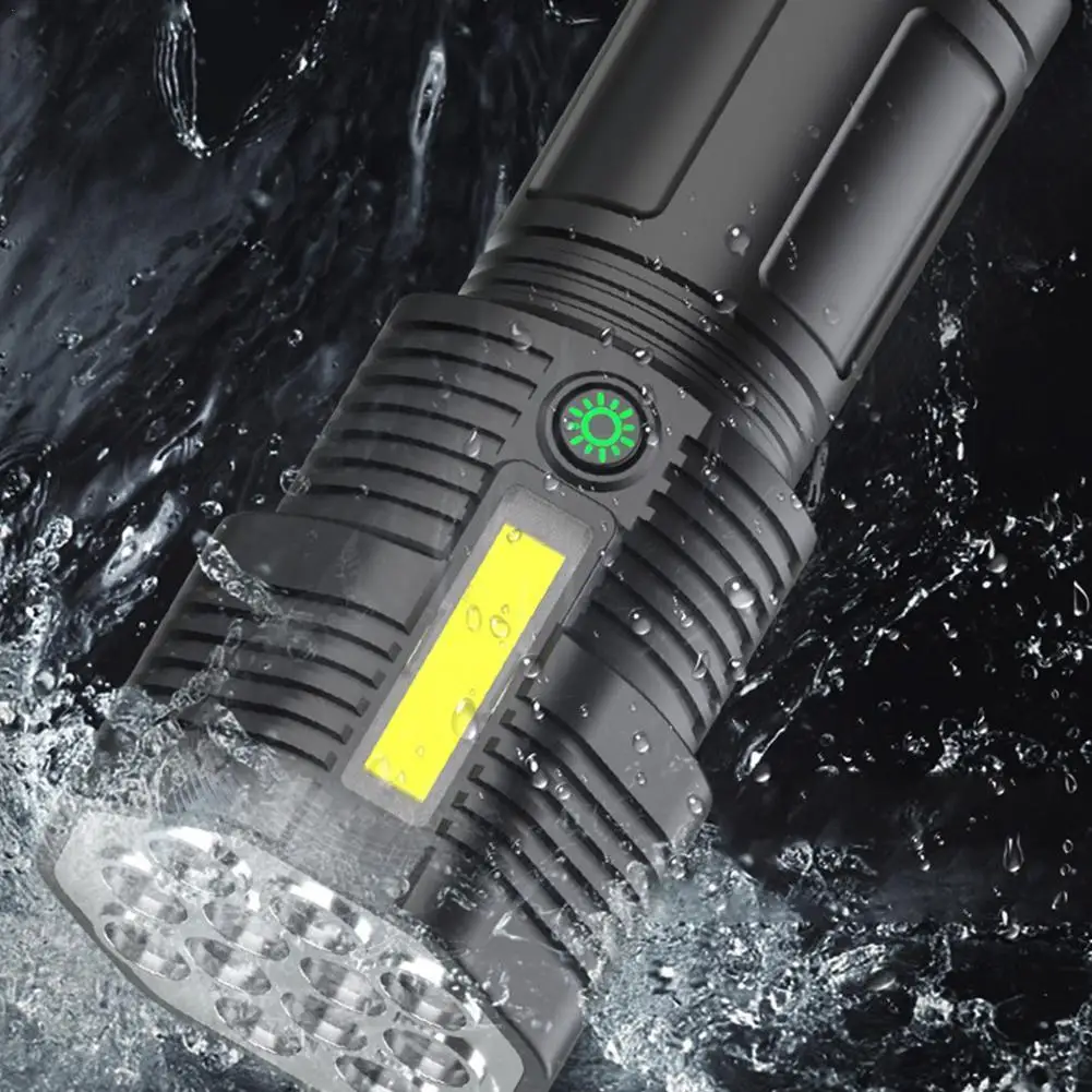 

Strong Light 12 LED Lighting Flashlight USB Rechargeable Outdoor Side Light Power Display Flashlight