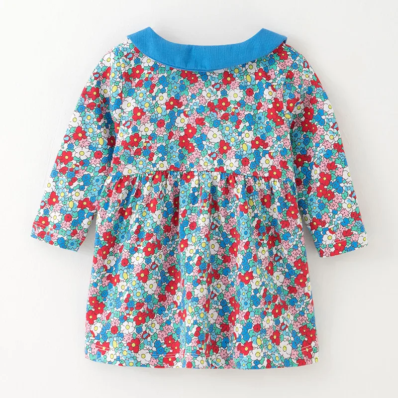 Платье для девочек с рисунком животных Хлопковое платье длинными рукавами