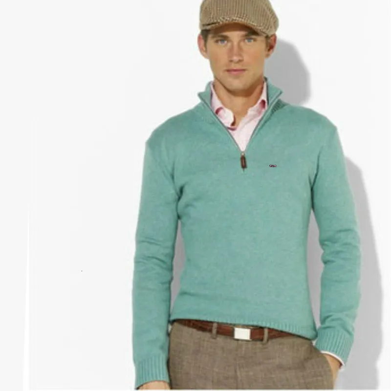 

2020 Повседневный теплый мужской свитер с высоким, плотно облегающим шею воротником, на молнии, однотонная одежда в стиле милитари для мужчин ...