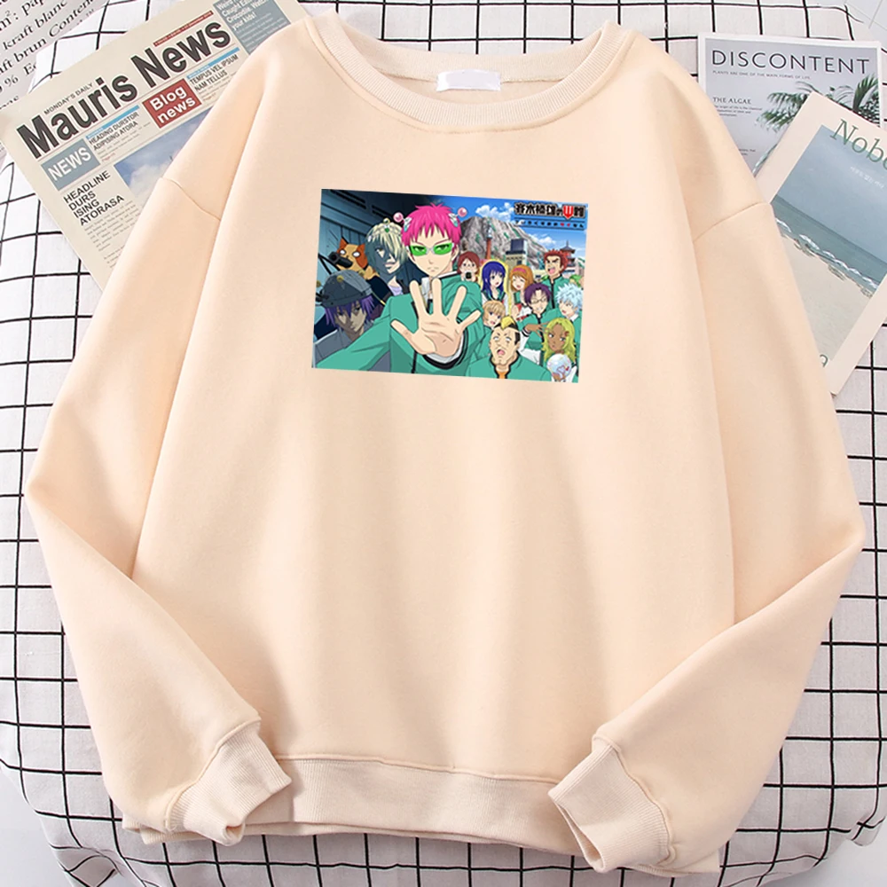 

Men Sweatshirt Anime Saiki Kusuo Disaster Cartoon Print Pullover Male O-Neck Fashion Oversize Sudadera Fleece Warm Woman Sweater