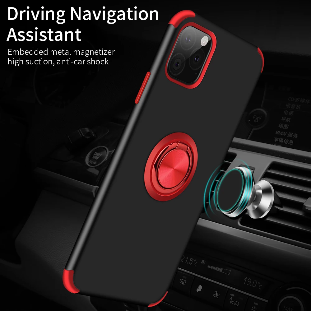 for apple iphone 11 case hard with stand ring matte hybrid armor protective back cover case for iphone 11 pro max iphone11 11pro free global shipping