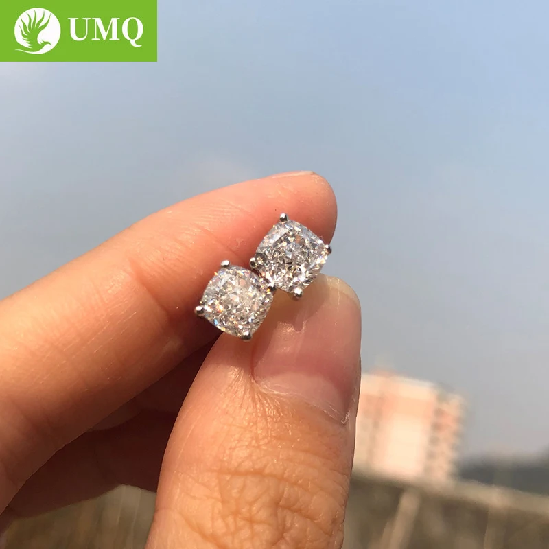 

UMQ Classic 100% 925 Silver Created Moissanite Gemstone Wedding Engagement Ear Studs Earrings Sparking Fine Jewelry Wholesale