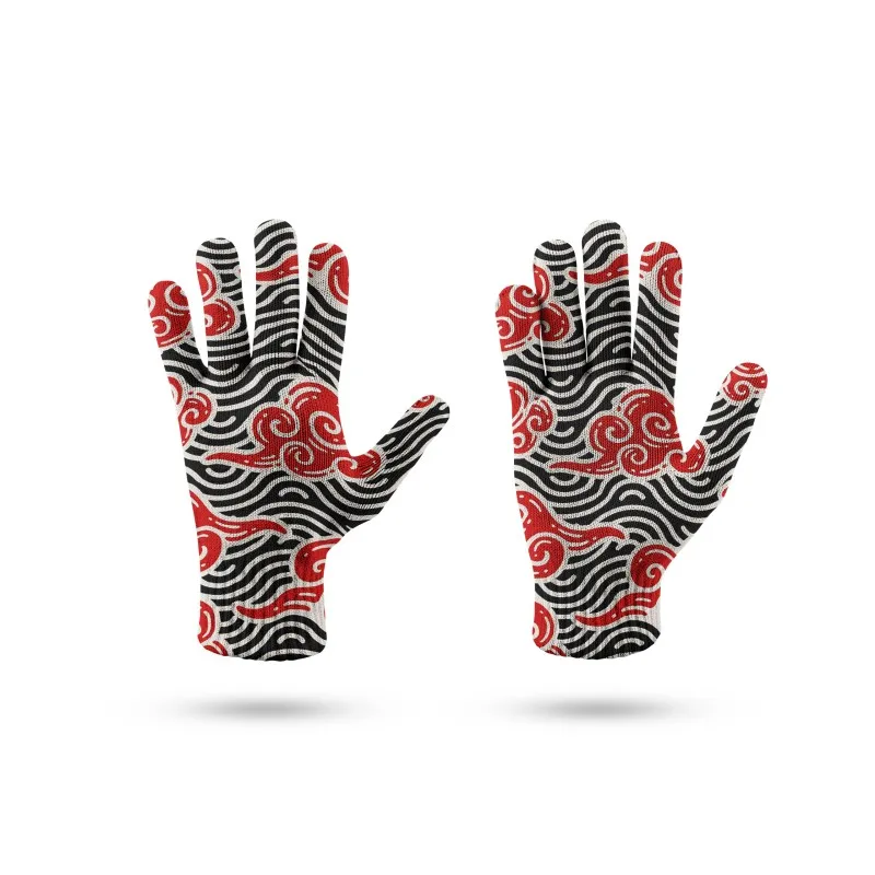

3D Printed Japanese Style Pattern Knitted Gloves Touch Screen Gloves For Men Driving In Winter Nylon Non-Slip Ladies Work Gloves