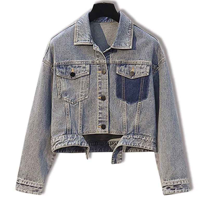 Джинсовые куртки женские синие пальто 2020 новые весенние летние джинсовые для