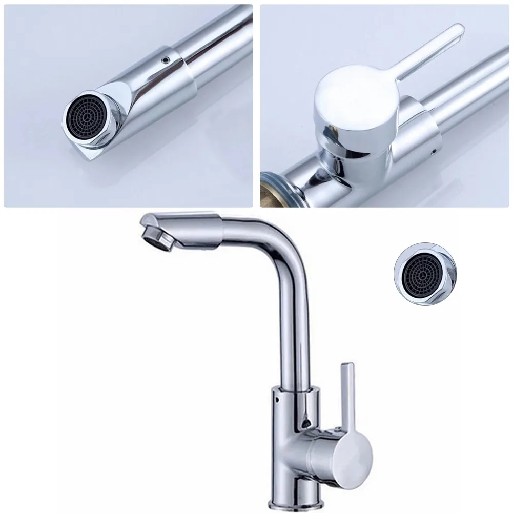 

360 Rotation Hot And Cold Bathroom Faucet Basin Single Hole With Dual Spout Deck Mounted Kitchen Dining Bar Accessories