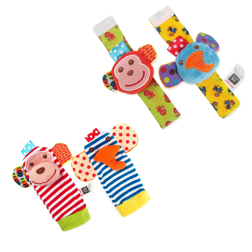 socks and rattles 2/4 шт. Детские носки погремушки игрушки мягкие мультфильм детей, Браслет-погремушка в форме животных, плюшевые игрушки, погремушки для младенцев погремушки на запястья и носочки на ноги, Новое поступление - Цвет: socks and rattles