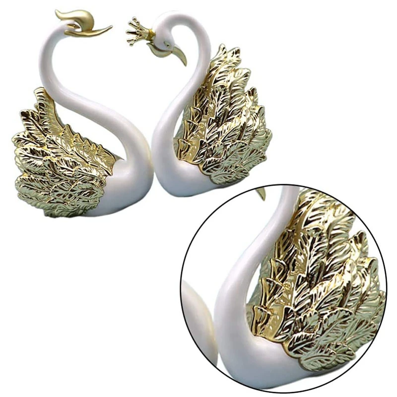 

2 Pieces of Swan Ornaments Figurines,Swan Cake Decoration,Car Figurines Decoration,Home Wedding Christmas Decoration
