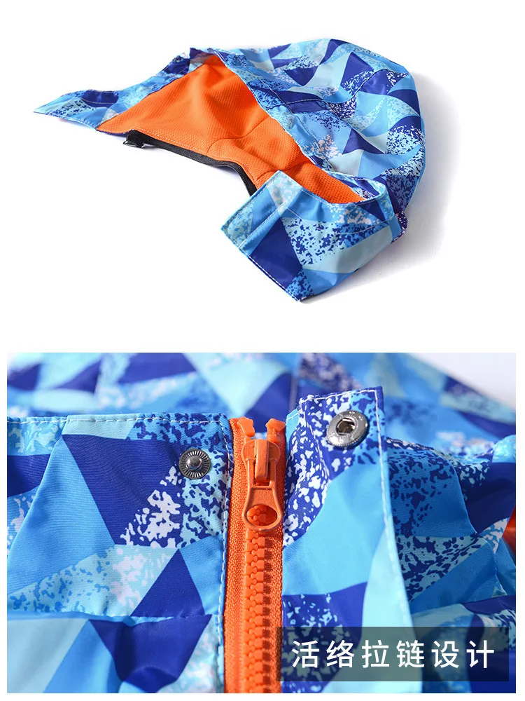 

New 2020 autumn winter boys girls windproof waterproof jackets outwear double-deck removable hat big boys spaoty jackets