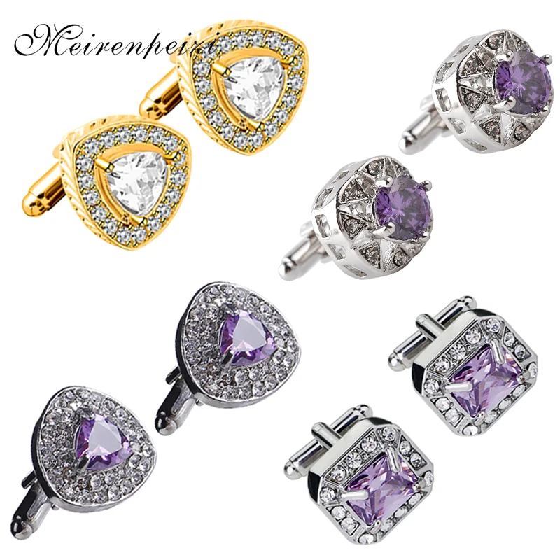 Роскошные запонки с кристаллами циркония для мужчин и женщин рубашки сенсорным