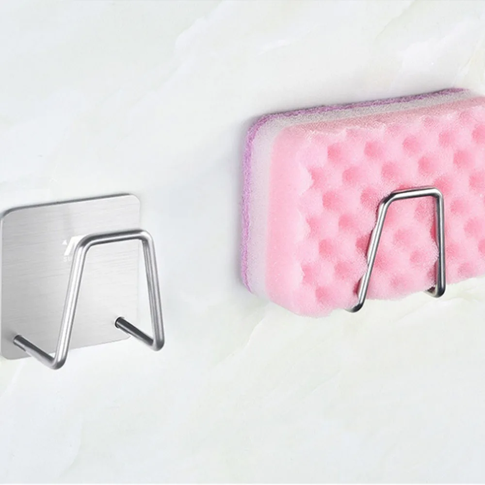 

Kitchen Stainless Steel Sponges Holder Self Adhesive Sink Sponge Drain Drying Rack Kitchen Sink Accessories Storage Organizer304