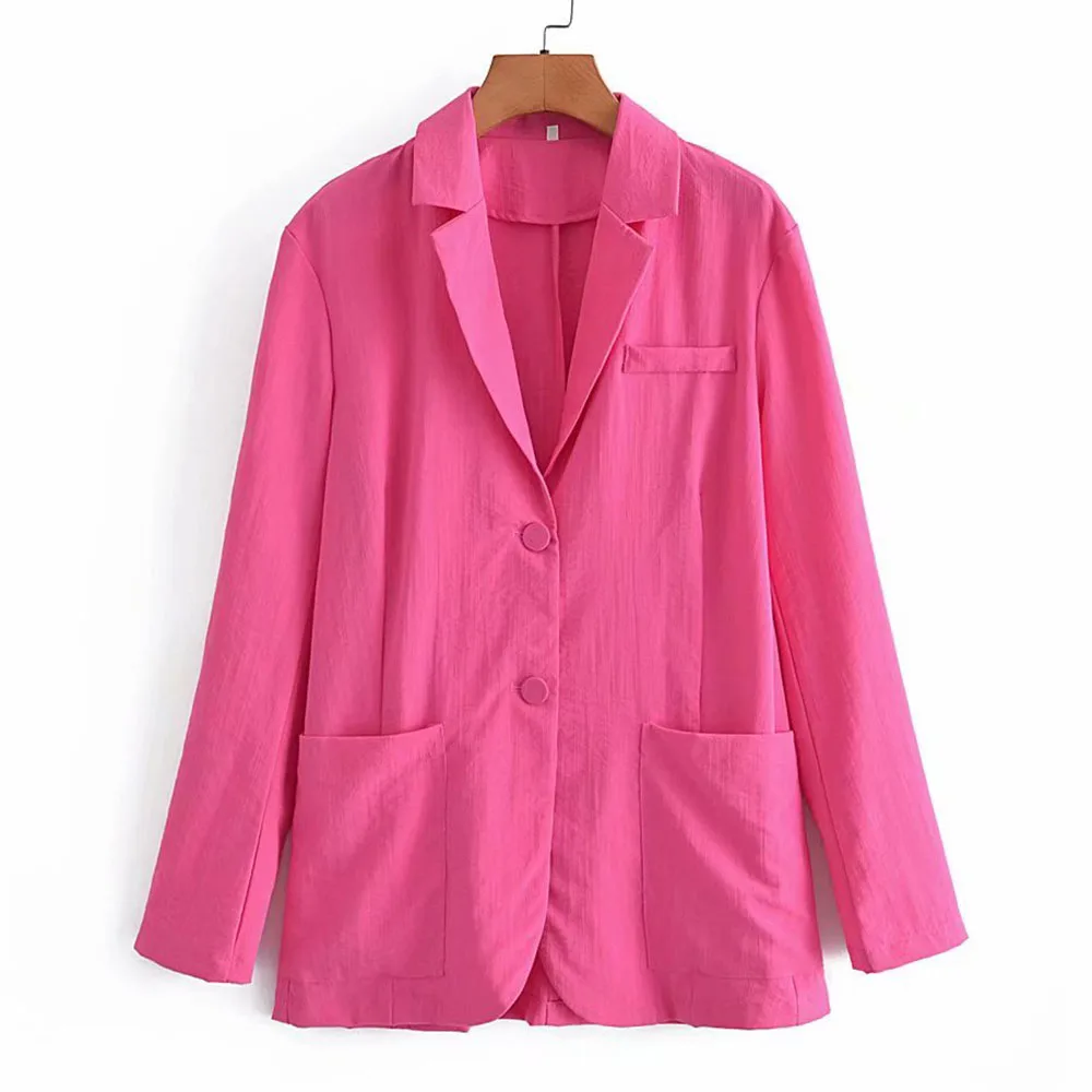

ZA spring and autumn new women's fashion solid color long-sleeved thin blazer loose casual silhouette suit jacket